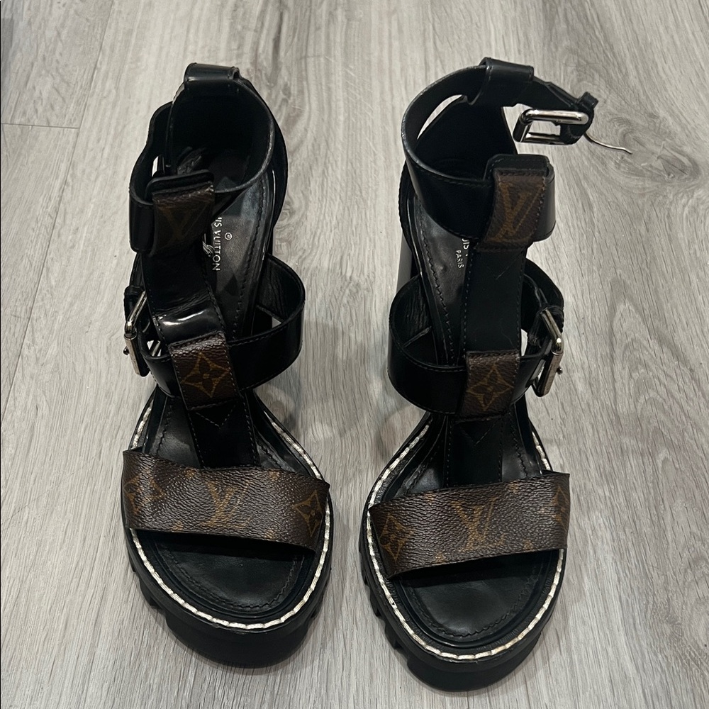 Louis Vuitton Black and Brown Sandals